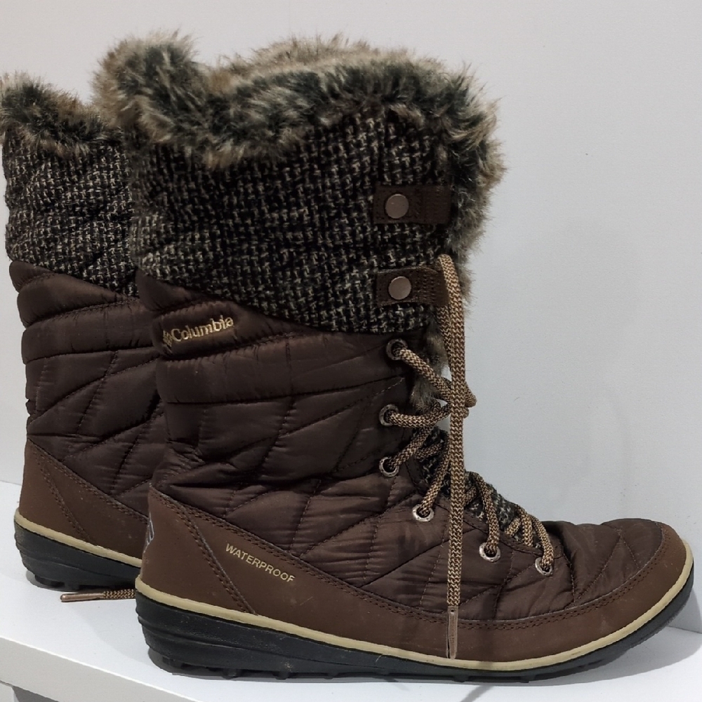 Columbia Women's Brown Waterproof Lace Faux Fur Boots